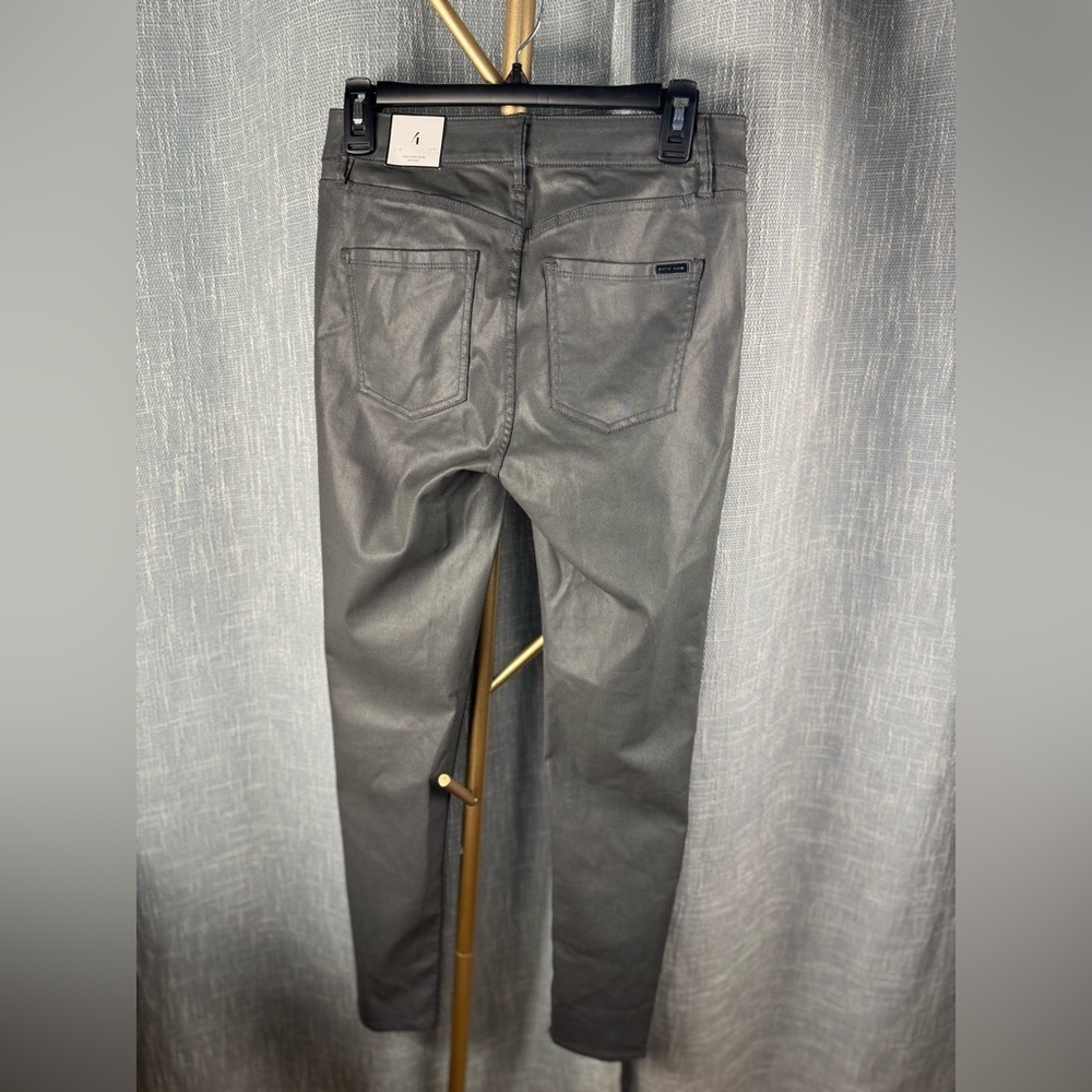White House Black Market High-Rise Coated Gray Skinny Pants Women's size 4 NWT - Picture 9 of 16